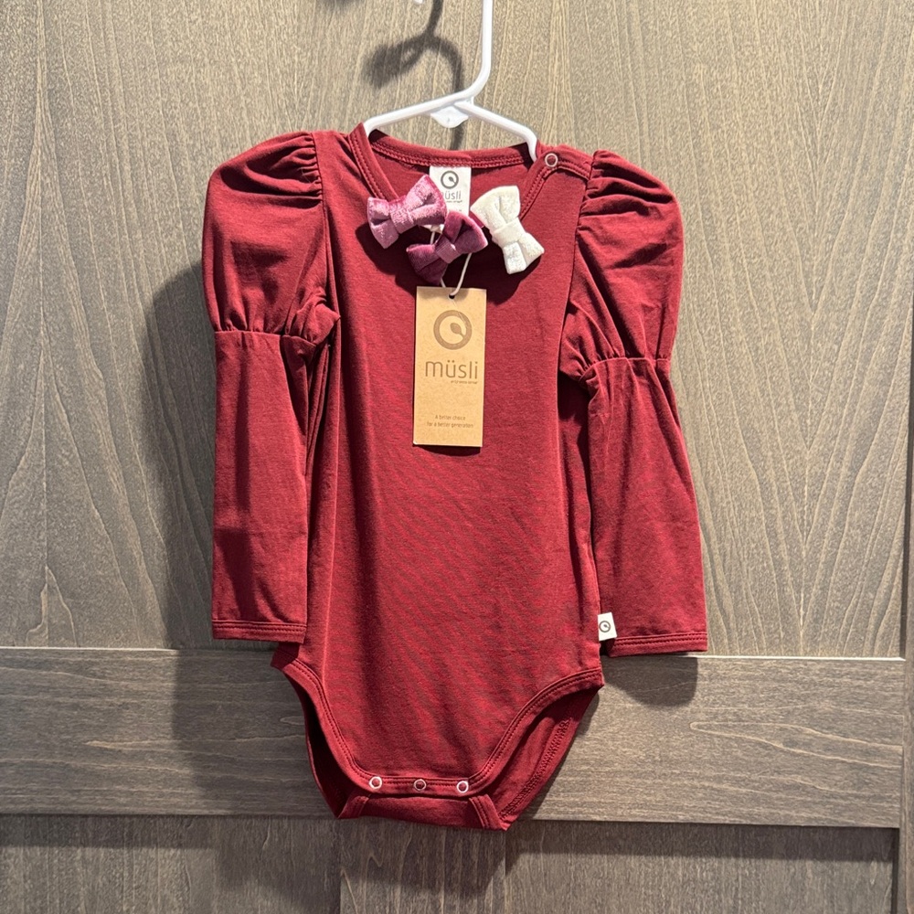 NWT Size 12-18 Months Maroon Long Sleeve Kids Onesie